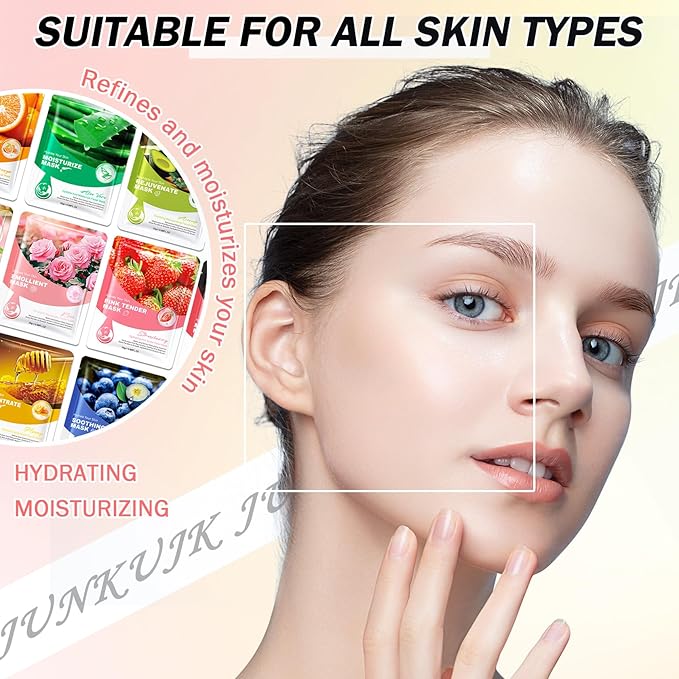 10PCS Hydrating Facial Sheet Mask,Moisturizing Face Masks Skincare Gift Set,Long Lasting Face Mask Skin Care & Facial Mask Kit for All Skin Types 16