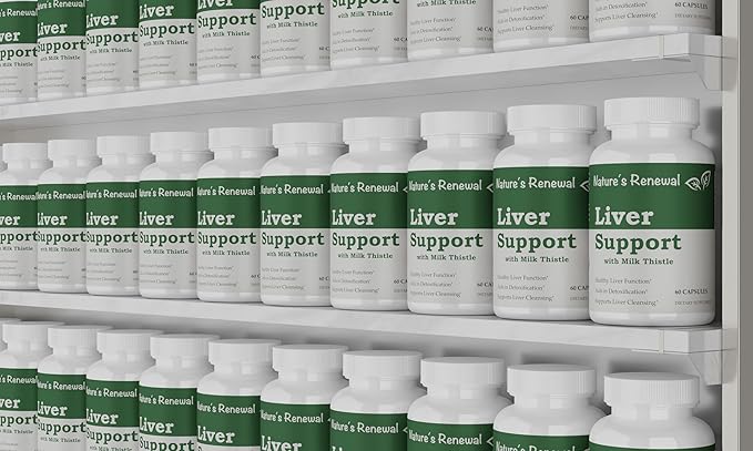 Nature's Renewal Liver Support Supplement – Cleanse Detox Repair Renew Recovery Formula with Milk Thistle, Dandelion Root, Artichoke Extract, Choline, Turmeric – 60 Capsules