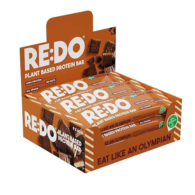 Re:Do Plant-Based Chocolate Protein Bars (9 Bars) 12g Vegan Protein, Dairy & Nut Free, No Palm Oil