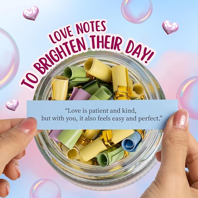 90 PCS Love Notes Jar, Long Distance Relationship Gifts, Gifts for Him, Couples Gifts, Gifts for Boyfriend Girlfriend Wife Husband, Gifts for Men, I Love U