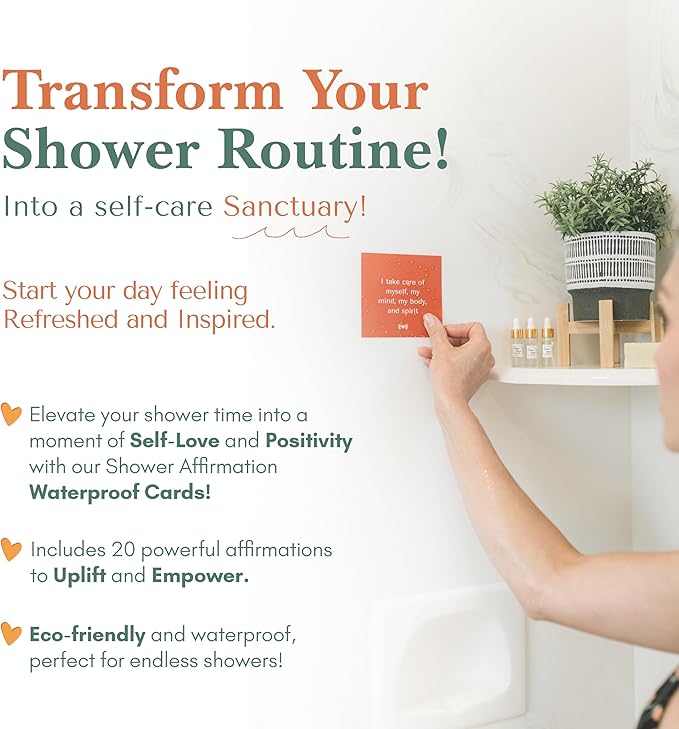 Waterproof Shower Affirmation Cards | Daily Positive Affirmations for Self-Love, Confidence, and Mindfulness | Inspirational Bathroom Cards for Motivation & Mental Wellness
