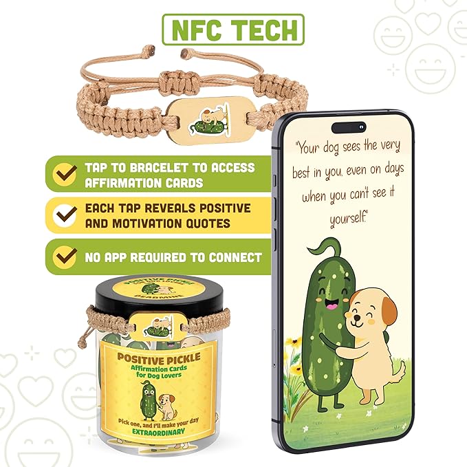 60 Positive Pickle Cards Jar, Affirmation Cards for Women, Emotional Support Pickle, Birthday Gift for Women, Dad Gifts, Teen Girl Gifts Trendy Stuff (Pickle Positive for Dog Lover)