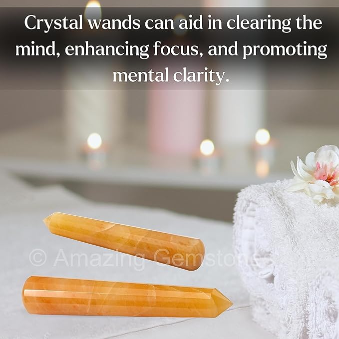 Amazing Gemstone Yellow Aventurine Crystal Wand Massage Stick - Pelvic Wand Gua Sha for Adults - Crystals and Healing Stones Massage Wands for Adults Gifts (Pointed)