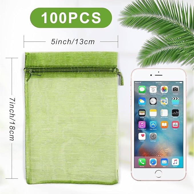 ANZNKU 100 Pack Assorted Colors Organza Bags, 5x7 Inch Mesh Bags Drawstring, Organza Gift Bag Mesh Gift Bag for Party Wedding Favor