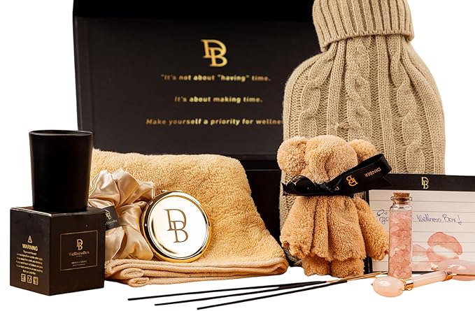 Wellness Box 12pc Self Care Spa Gift Basket for Women - Loving Gift Basket for Mothers Day, Birthday, Best Friend set, Womens Beauty Kit. Luxury Gifts with Scented Candle, Jade Roller, Bath Bomb.