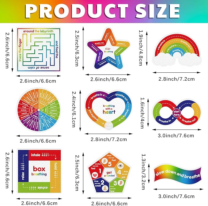 Libima 72 Pieces Anxiety Sensory Stickers Textured Stickers Fidget Mindfulness Sticker School Counselor Supplies Adult Sensory Items Anxiety Relief, 9 Styles(Bright Color)