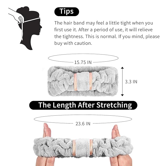 6pcs Microfiber Hairband, Fluffy Face Wash Headbands for Women, Spa Headbands for Skin Care, Yoga, Running, Exercise, Absorbent & Comfortable