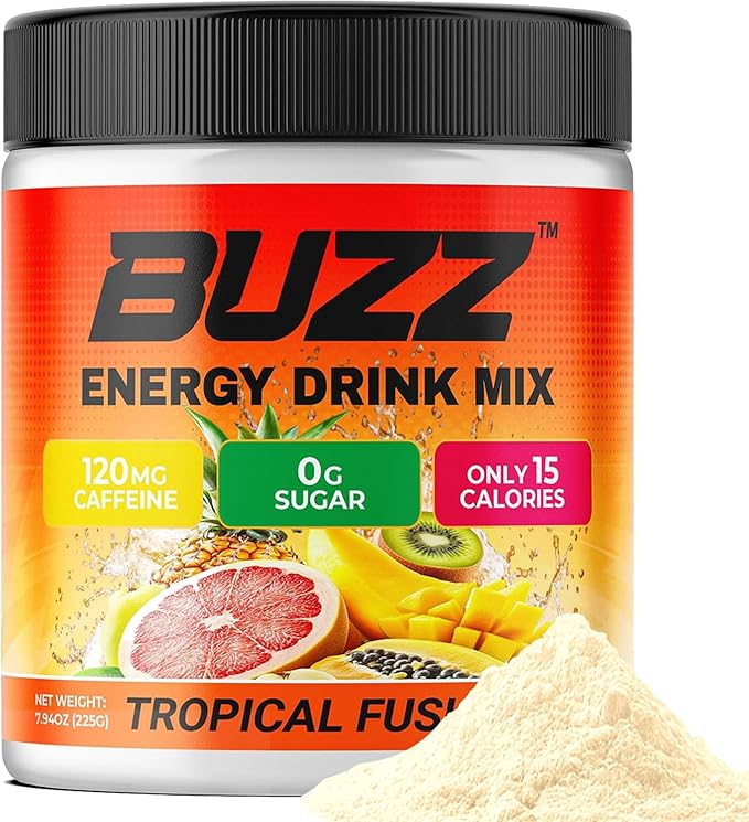 Energy Drink Powder - Energy Boost Drink Mix - Sugar-Free Energy with Antioxidants - Morning Kickstart and Sports Nutrition Endurance Product - 30 Servings, 8 Ounces (Tropical Fusion)
