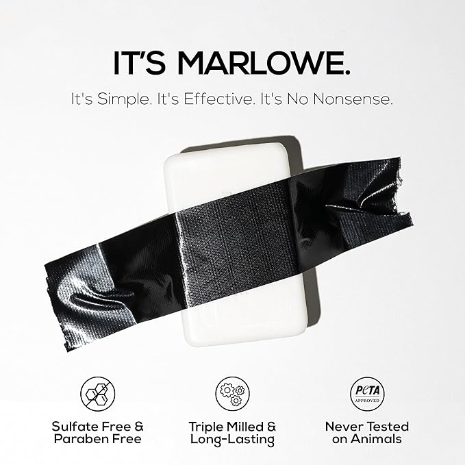 MARLOWE. No. 105 Bar Soap for Men 7 oz, Moisturizing Body Soap, Nourishing & Refreshing with Natural Extracts, Shea Butter, Olive Oil & Green Tea Extracts, Original Sage & Fir Scent