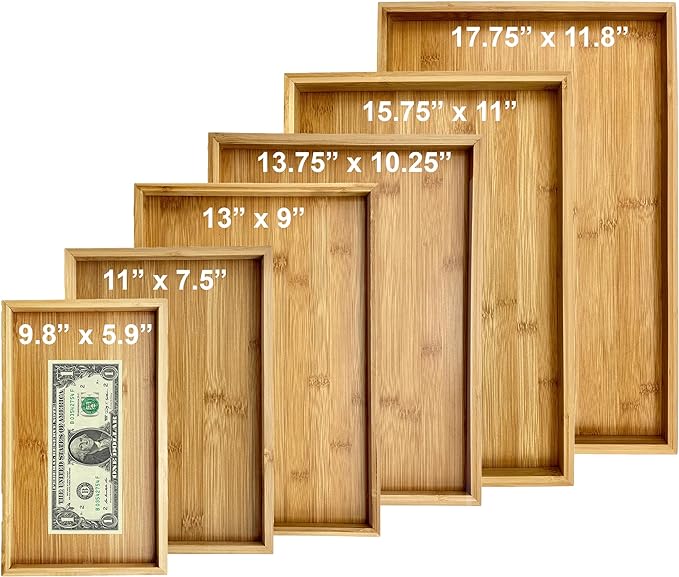 Bam & Boo Natural Bamboo Serving Tray Modern Rectangular (Bamboo, 15.75” x 11" x 1.2") for Food, Drinks, Decor, Vanity in Home, Kitchen, Bathroom, Coffee Table, Bed