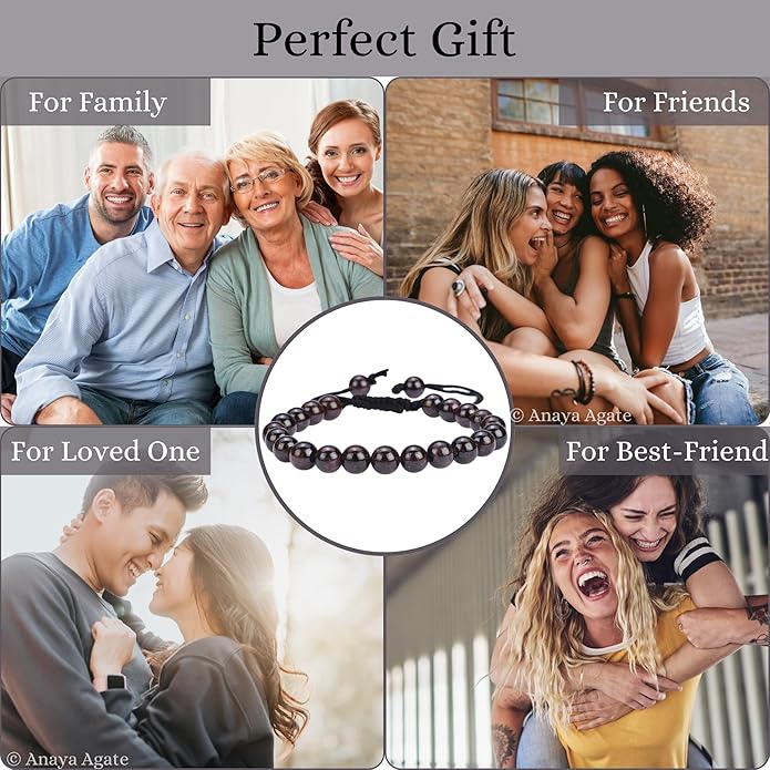 Energy Protection Crystal Handmade Adjustable Bead Bracelet Perfect for Men, Women’s Gift - Gemstone Healing Stretch Bracelet Pulsera Para Hombre Mujer Stocking Stuffer