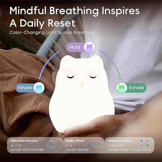 Breathing Pal 'Bella'- Mindfulness Breathing Light, Guided Visual Meditation Breathing Light, Anxiety Relief Items for Calm Down Corner/Meditation/Sleep for Adult&Kid