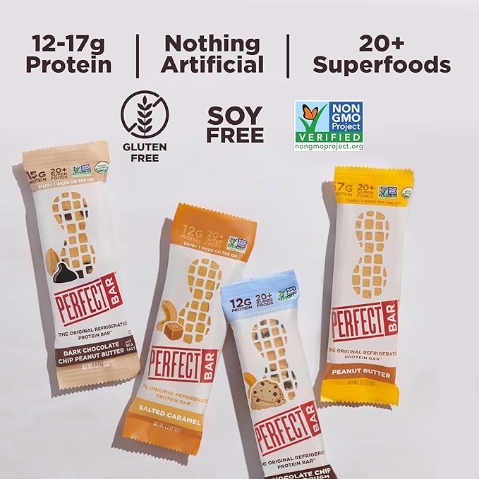 Perfect Bar, Best Sellers Variety Pack, Protein Bars, Gluten Free, Soy Free, Non GMO, No Sugar Alcohols, 2.2-2.5 Ounce Bars, 8 Count
