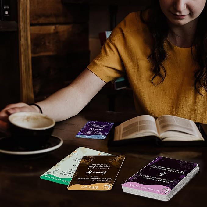 Affirmation cards - 60 Unique Mindfulness Cards for Anxiety Relief, Relaxation, and Self-Care - Daily Meditation and 120 Positive Affirmations for Womens and Men, motivational, inspiration