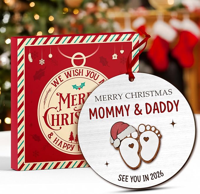 Pregnancy Gifts for Expecting Mom Dad - Pregnancy Announcement for Husband Wife, Gender Reveal gift, Baby Announcement Gifts - mom to Be, Pregnant gift, New Mommy Daddy, New Parents Ornament