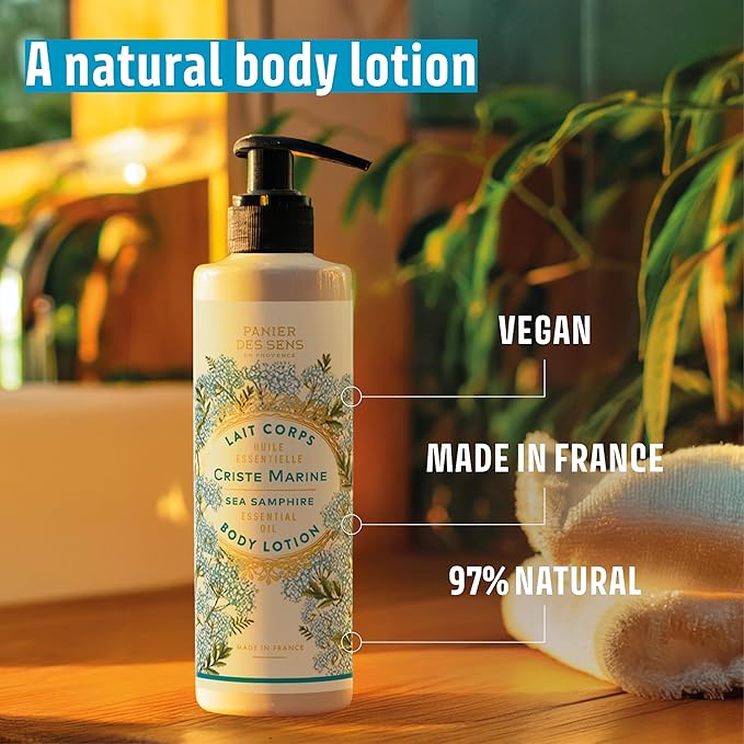 Panier des Sens β Sea Samphire Hand & Body Lotion for Dry Skin - Hydrating Body Cream for Women - Nourishing Fluid Body Moisturizer Shea Butter & Olive Oil 97% Natural Ingredients Body Care 8.45 Floz