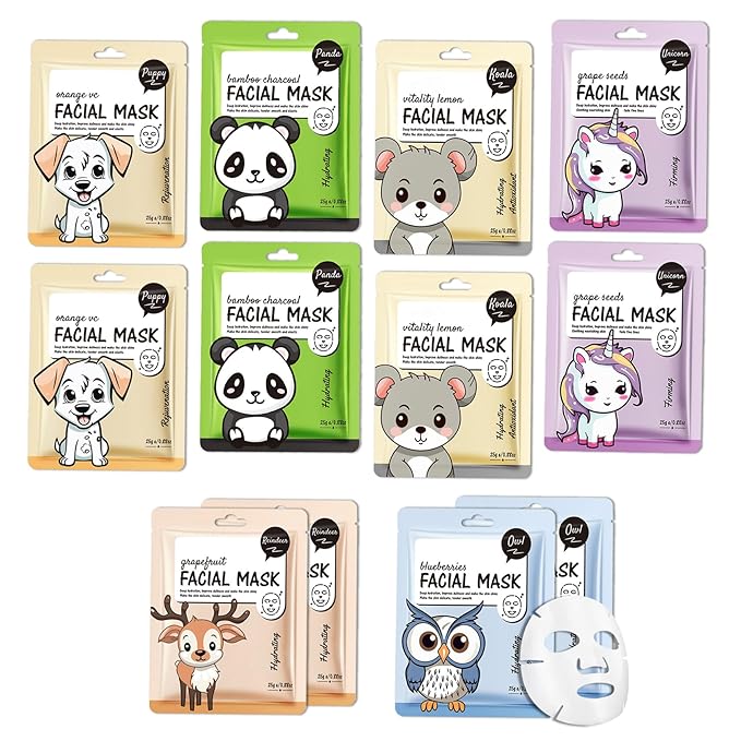 12PCS Hydrating Facial Sheet Mask,Moisturizing Face Masks Skincare Gift Set,Long Lasting Face Mask Skin Care & Facial Mask Kit for All Skin Types 20