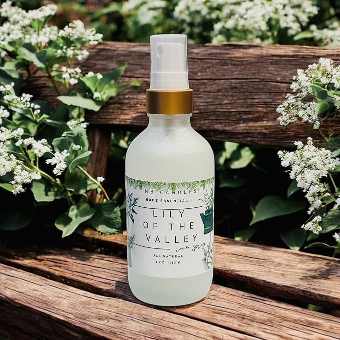 Lily of the Valley Scent Room and Linen Spray Made In USA Clean Ingredients Essential Oils Long Lasting Scent AIr Freshener Glass Bottle Floral