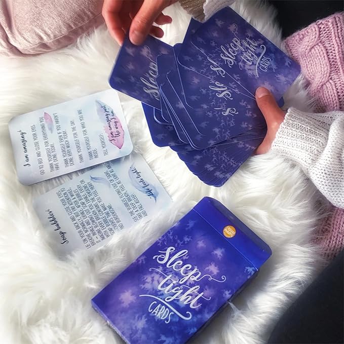 Sleep Tight Cards – 45 Meditation and Mindfulness Cards - Calm Down and Relax & Relief Stress and Anxiety - Self Care, Therapy & Counseling Tool