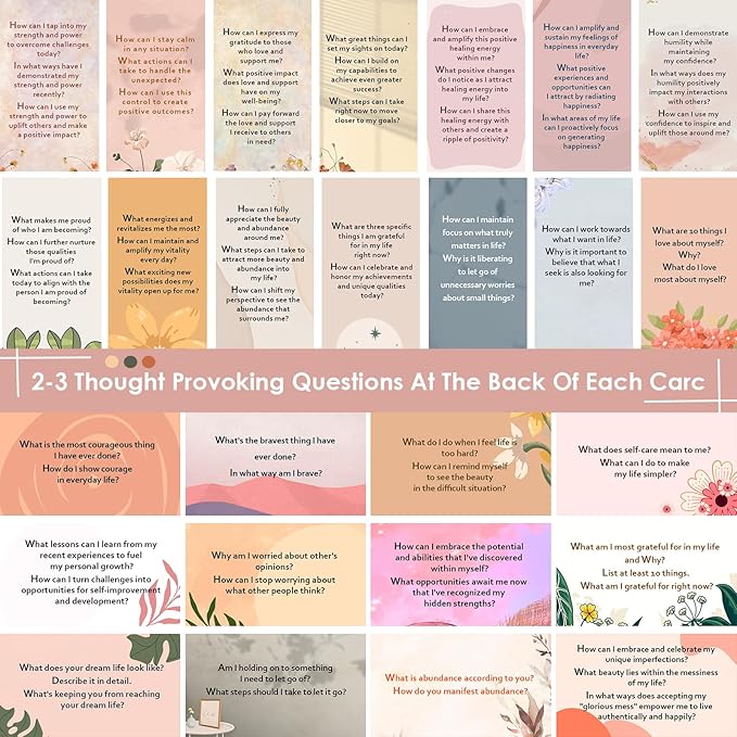 BRYTEFY 100 Empowering Affirmation Cards for Women, Daily Motivation with Thought-Provoking Questions, Mindfulness, Inspiration, and Meditation and Self Care Gift For Women.