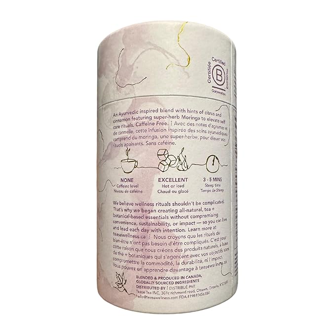 Tease Tea Moringa Wellness Tea - Self Care Elixir Herbal Tea, Digestive Health and Wellness Decaffeinated Tea Made with Moringa, Strawberry, Oranges, and Cinnamon for a Calm and Better Mind and Spirit