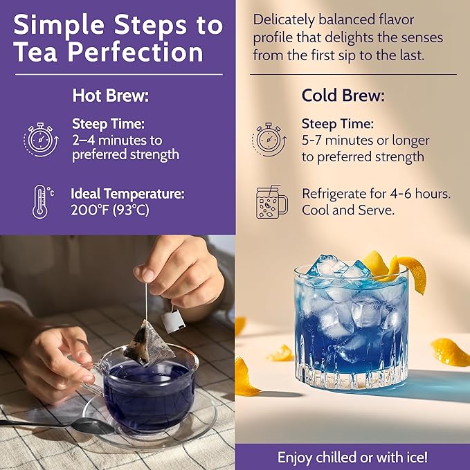 Blooms & Leopard Premium Herbal Tea with Chamomile, Rose Petals, Lavender, Valerian Root, Lemon Peel, 20 Herbal Tea Bags, caffeine-free - A Hummingbird's Holiday