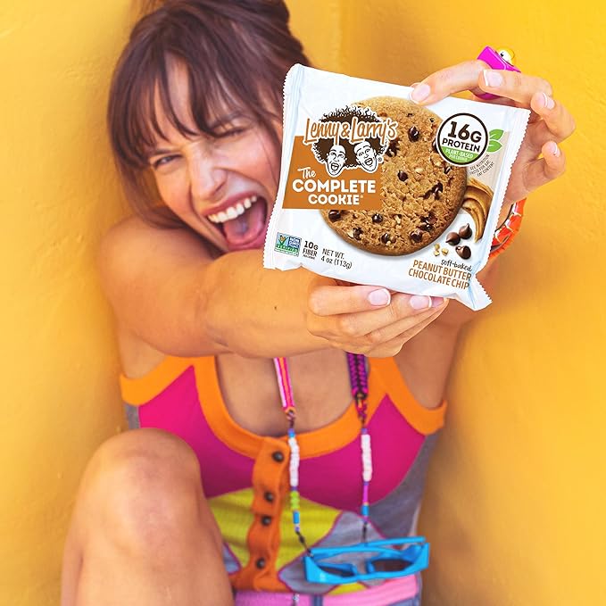 Lenny & Larry's The Complete Cookie, Peanut Butter Chocolate Chip, Soft Baked, 16g Plant Protein, Vegan, Non-GMO, 4 Ounce Cookie (Pack of 12)
