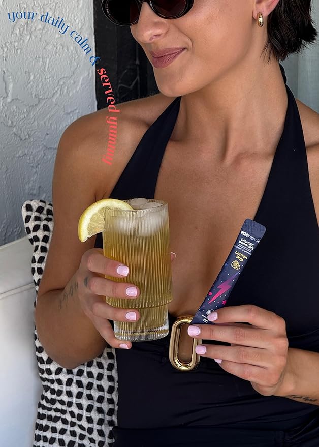 Calm Magnesium Glycinate Drink Mix with Electrolytes – Sugar Free Powder with Ashwagandha, L-Theanine, Vitamin B & GABA – Cortisol Support, Stress Relief, Hydration & Focus - 20 servings (Lemon)