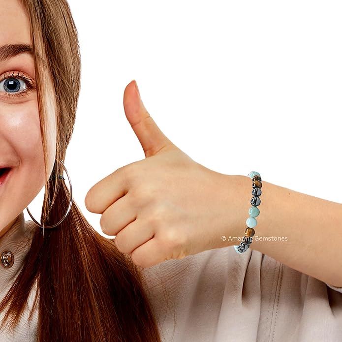 Natural Healing Crystal Bracelet for Women - Mens Bracelet Energy Balancing Gemstones Set - Adjustable Stone Bead Bracelet for Men and Women - Chakra Crystal Therapy Accessory, Meditation