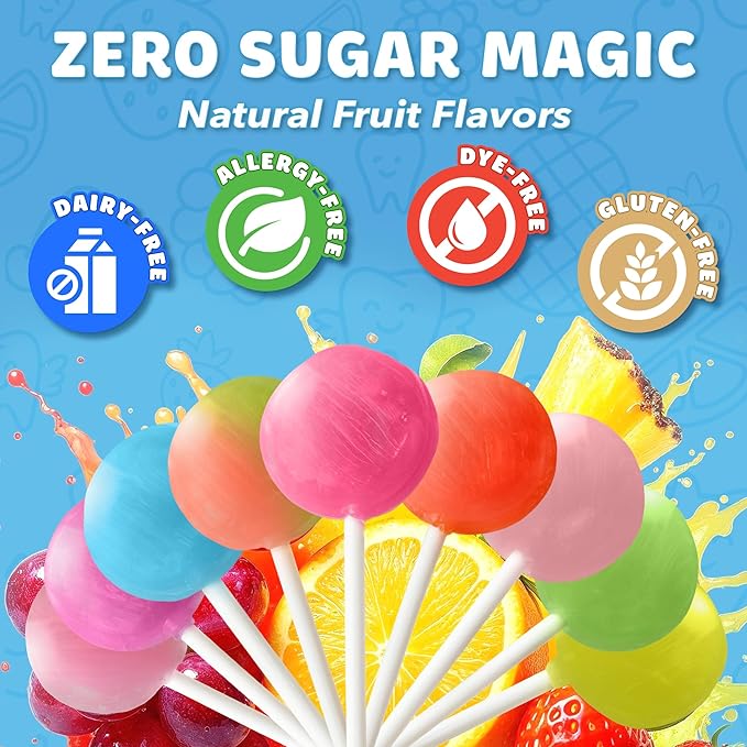 Zollipops Clean Teeth Pops Sugar Free Candy with Xylitol, Dye-Free Lollipops - Keto & Diabetic-Friendly, Dentist-Approved Treats for Kids ( Tropical Fruit 3.1 oz)