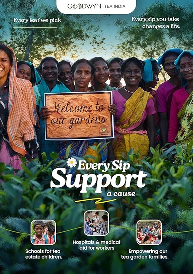 Goodwyn Second Flush Darjeeling Black Tea – 100 Plastic-Free, Individually Wrapped Tea Bags | Low Caffeine, Sugar-Free, Fruity Floral Muscatel Taste | Daily Tea, Premium Indian Origin Chai | Tea Sampler Gift Set, Eco-Friendly, Organic Black Tea