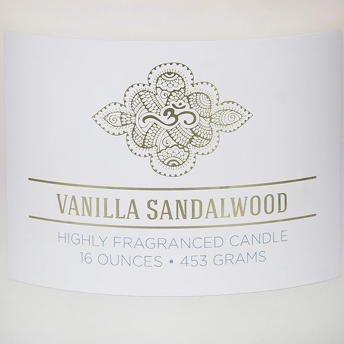 Carolina Vanilla Sandalwood Scented Candle, 16 oz Wellness Relaxing Aromatherapy Candle, 2 Wick White Jar Soy Blend Wax, Candles for Home, 60H Burn - Made in The USA