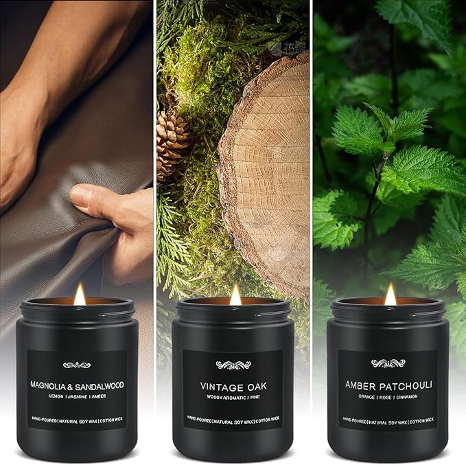 6 Pack Candles for Home Scented Aromatherapy Candles Gifts Set for Mens, Men Candle Set, 42 oz 300 Hour Long Lasting Candles, Gifts for Men, Birthday, Anniversary Present