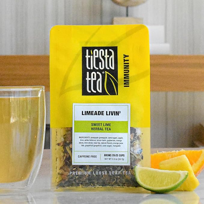 Tiesta Tea - Limeade Livin, Loose Leaf, Sweet Lime Herbal Tea, Non-Caffeinated Fruit Blend, Make Hot or Iced Up to 25 Cups, 2 oz Resealable Pouch