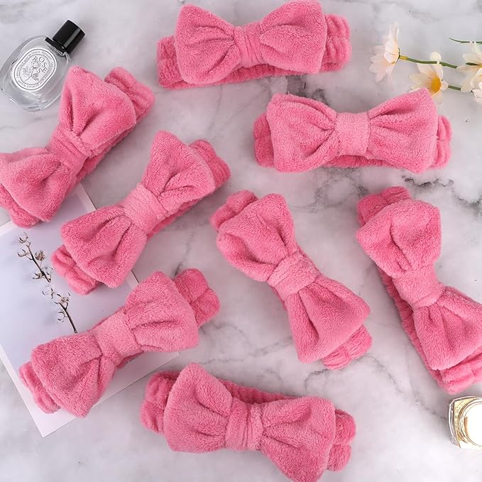 Ondder Spa Headbands Set for Women - 8 Pcs Terry Cloth Fuzzy Headbands for Skincare, Makeup Application, Face Washing and Hair Care