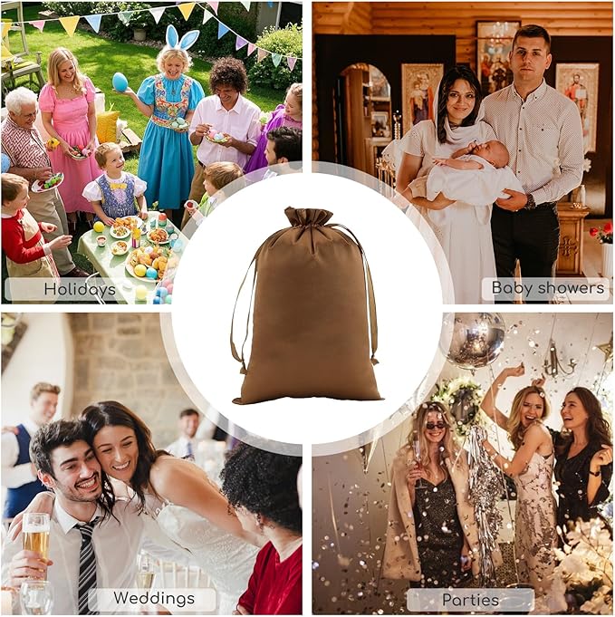 Gold Satin Cloth Gift Bags, 30Pcs 6x9 with Drawstring, For Wedding, Birthday, Halloween Party, or Toga Party Favors, Greek Gold Wreath Crown, Hangover Kits or Jewelry