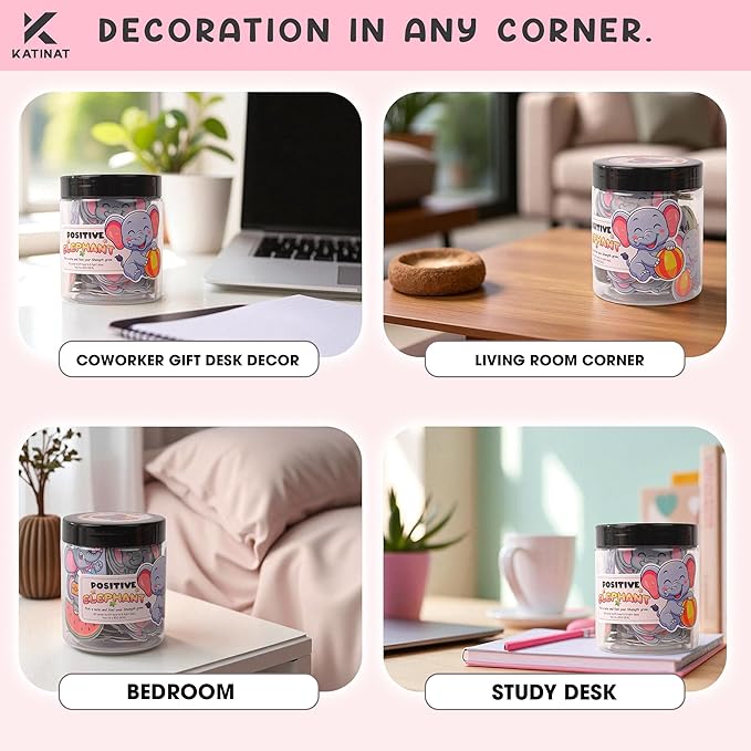 60 Positive Elephant Affirmation Cards- White Elephant Gifts For Women - Jar Of Daily Affirmation Cards For Teen Girls Trendy Stuff, Best Friend Birthday Gifts For Women Unique