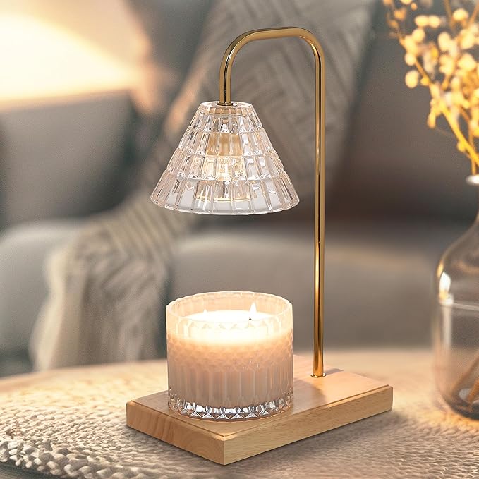 Sheffield Home Glass Candle Warmer Lamp – Elegant Candle Warmer for Long-Lasting Fragrance, Sleek Design, 12x8, Natural Cone Shaped New