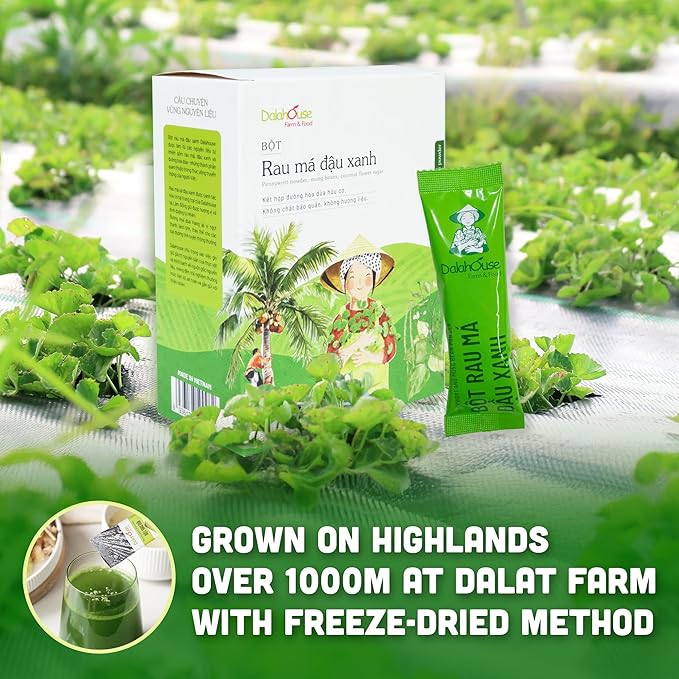 100% Freeze-Dried Pennywort and Mung Bean Powder with Coconut Milk Extract, Nutritional Vegetable Supplement, Healthy Drink Mix for Smoothies, Desserts (20 Sachets x 2.1 oz) - Pack of 2