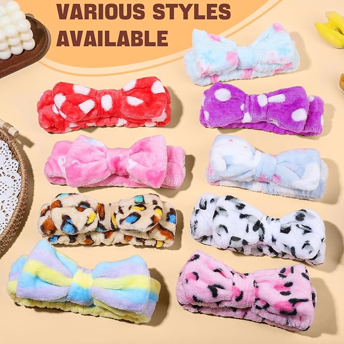 Teenitor Spa Headbands - 9Pcs Cute Bow Headbands for Women, Skincare and Makeup, Washing Face