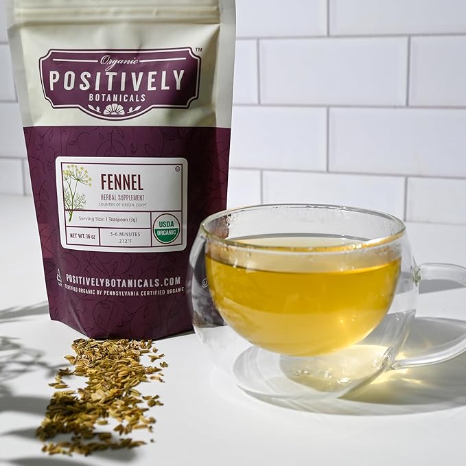 Organic Positively Botanicals Company, Fennel Seed Herbal Tea, Loose Leaf Botanical, 16 Ounce