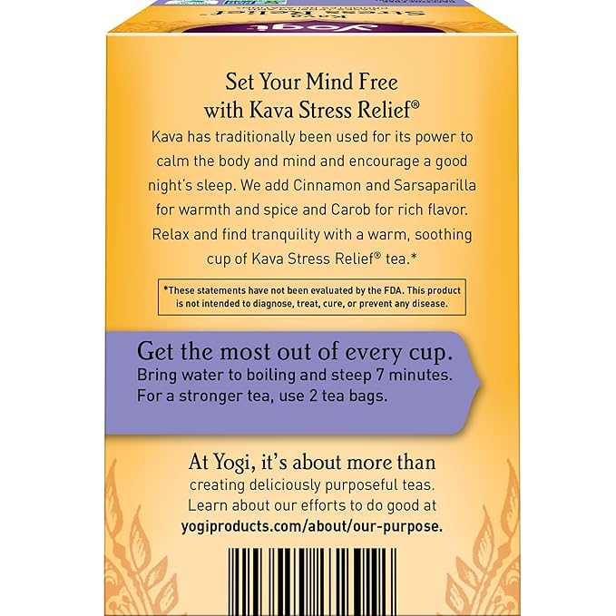 Yogi Tea - Kava Stress Relief (6 Pack) - Eases Tension and Promotes Relaxation - Caffeine Free - 96 Herbal Tea Bags