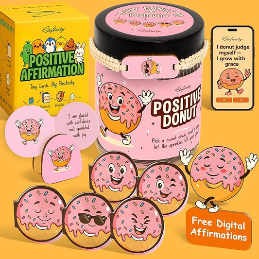 Emotional Support Donut Jar - Funny Affirmation Cards For Teen Girl Gifts Trendy Stuff, Cute Teachers Back To School Gifts, Motivational Cards Mini Christmas Gift For Coworker, Friend