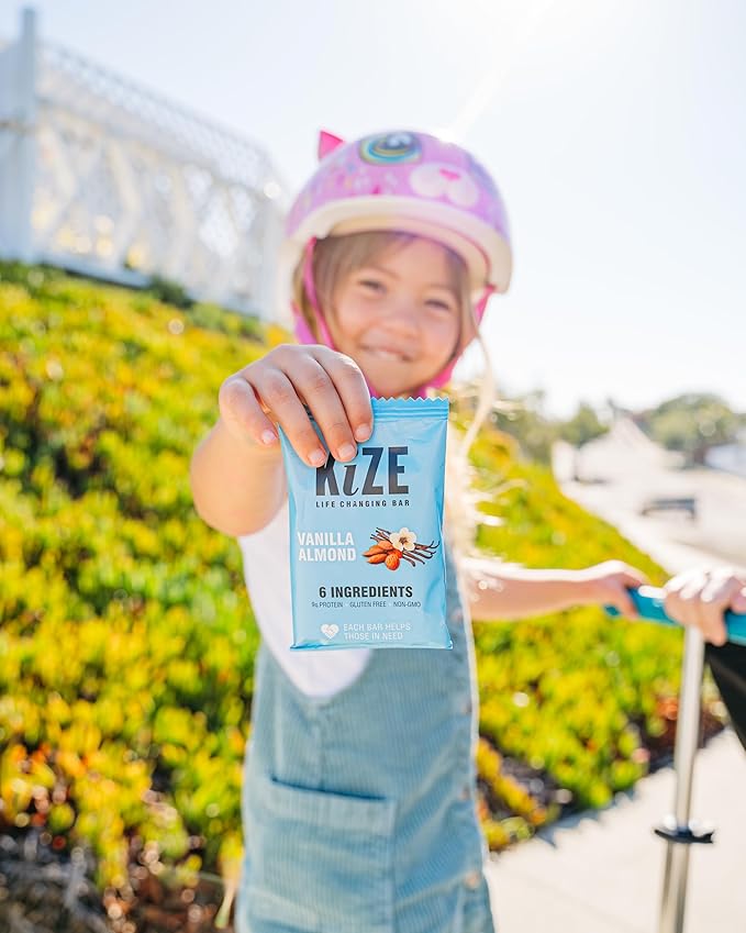 KiZE Energy Bars - Vanilla Almond - Gluten Free, Non-GMO, and High Protein Meal Replacement Energy Bars, Clean and Simple Food Ingredients - 10g High Protein Snacks, (10 Count)