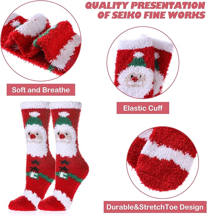 LINEMIN Womens Fuzzy Socks Cozy Fluffy Winter Warm Slipper Socks Microfiber Soft Home Sleeping Socks