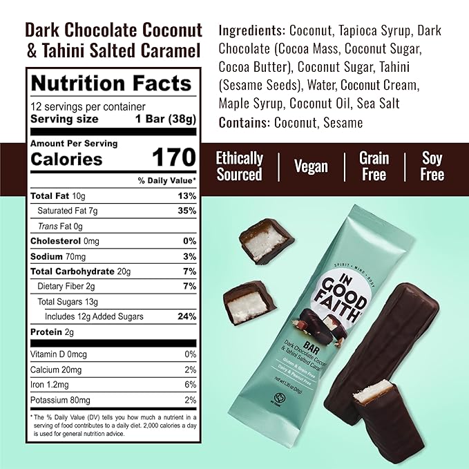 In Good Faith Dark Chocolate Bars, Healthy, Gluten Free, Vegan, Dairy Free Chocolate Bars (6 Pack, Variety Pack)