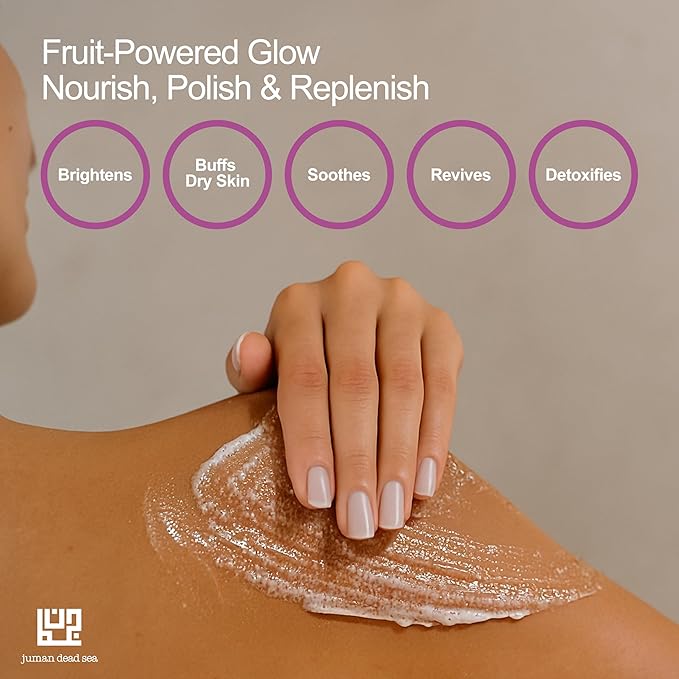 Juman Dead Sea Minerals Fruity Body Scrub Set | Infused with Essential Oils | Gently Exfoliates and Rejuvenates Skin | SlS & Paraben Free | Vegan | Scrub Pack of 3