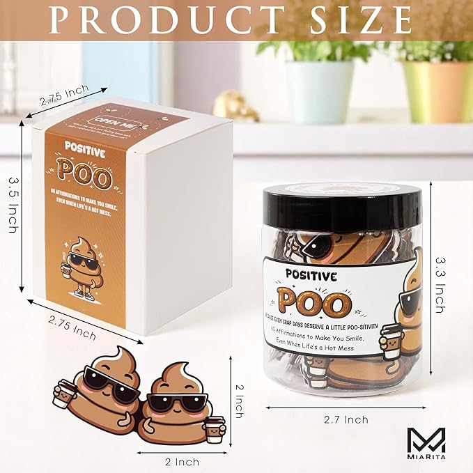 Positive Poo Jar – 60 Funny Affirmation Cards, Funny Gag Gifts for Men, Women, Coworkers, Teens, Tween, Teen Girl Gift Trendy Stuff, Corworker Gifts, Friends Gifts, Office Decor, Desk Decor