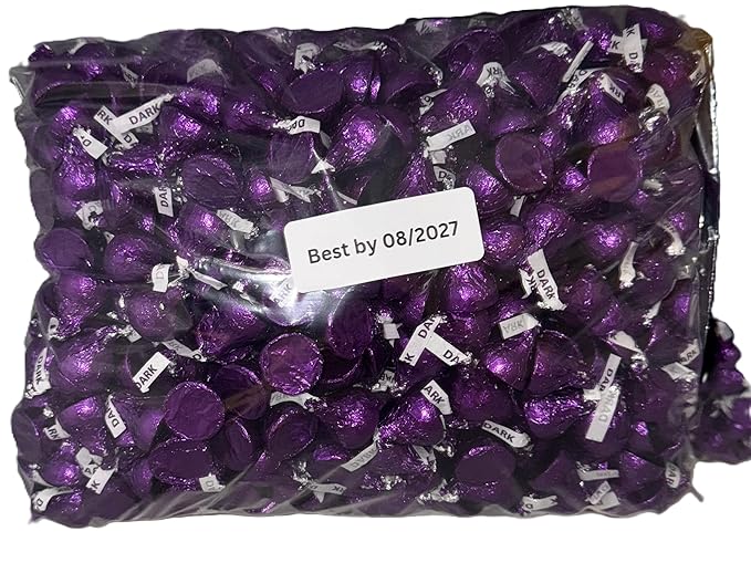 Dark Chocolate Kisses, 6lb Pack of Dark Chocolate Individually Wrapped, Ideal Purple Candy Bulk for Parties and Gatherings, Perfect Kisses Chocolate for Candy Buffets, Gift Baskets, and Sweet Treats