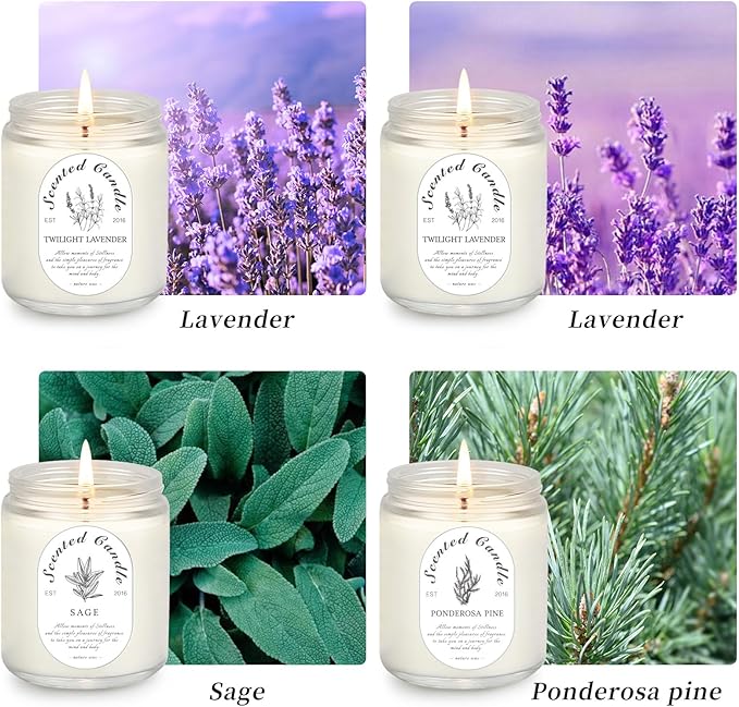 4 Pack Candles for Home Scented, Lavender Candles, 28 oz 200 Hour Long Lasting Aromatherapy Candle Set, Candle Gift Set for Women, Perfect for Birthday Gifts